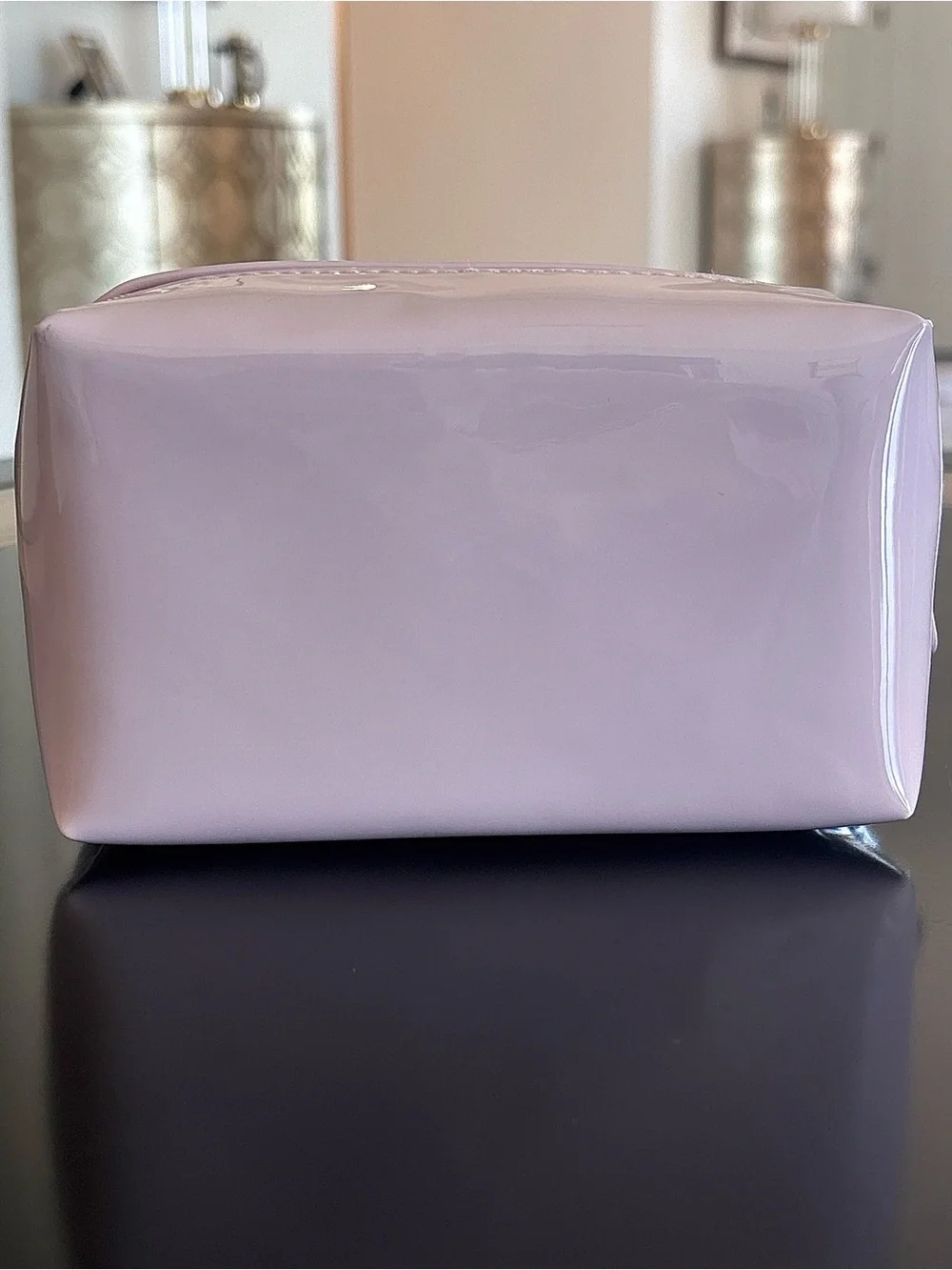 Dior beauty light pink glossy cosmetic bag with embossed CD logo